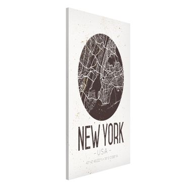 Magnettafel - Stadtplan New York - Retro - Memoboard Hochformat