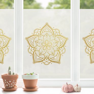 Fönsterfilm - Mandala Flower Illustration White Gold