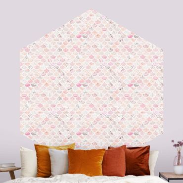 Hexagon Fototapete selbstklebend - Marmor Muster Rosé