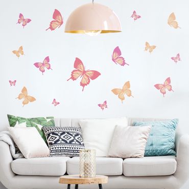 Wandsticker Pastellfarbenes Schmetterlings-Set