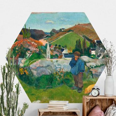 Hexagon Mustertapete selbstklebend - Paul Gauguin - Der Schweinehirt