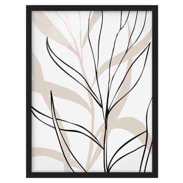 Tavla med ram - Plant lines black and beige