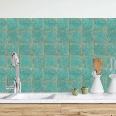 Stänkskydd kök - Square Tiles in turquoise