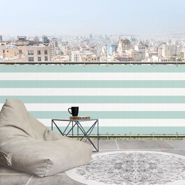 Insynsskydd för balkong - Horizontal Stripes in Pastel Mint