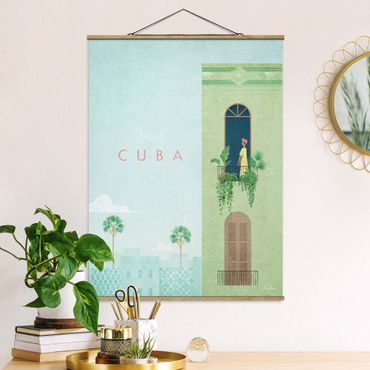Stoffbild mit Posterleisten - Reiseposter - Cuba - Hochformat 3:4