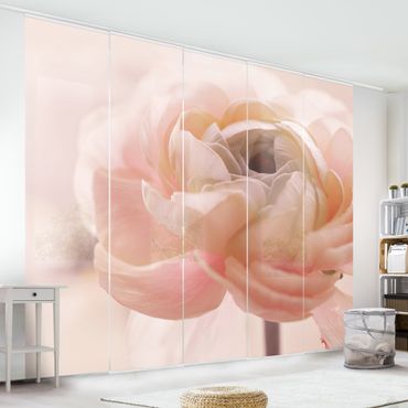 Schiebegardinen Set - Rosa Blüte im Fokus - Flächenvorhang