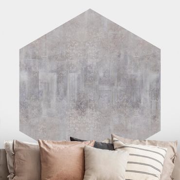 Hexagonal tapet - Rustic Concrete Pattern Grey