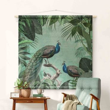 Gobeläng - Shabby Chic Collage - Noble Peacock