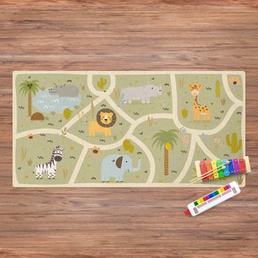 Kork-Teppich - Spielteppich Safari - Die große Vielfalt der Tiere - Querformat 2:1