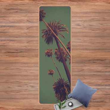 Yogamatte Kork - Tropische Pflanzen Palmen und Himmel