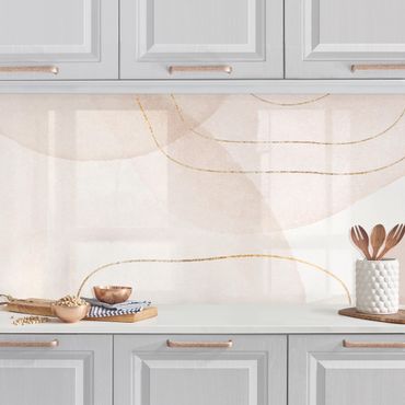 Küchenrückwand - Verspielte Impressionen mit goldenen Linien