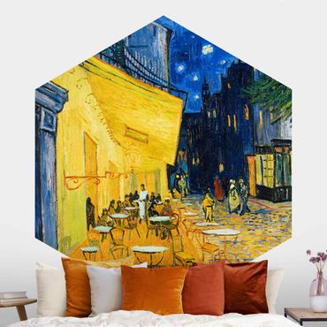 Hexagon Mustertapete selbstklebend - Vincent van Gogh - Café-Terrasse in Arles