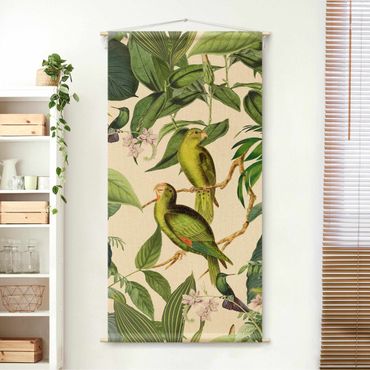 Gobeläng - Vintage Collage - Parrot In The Jungle