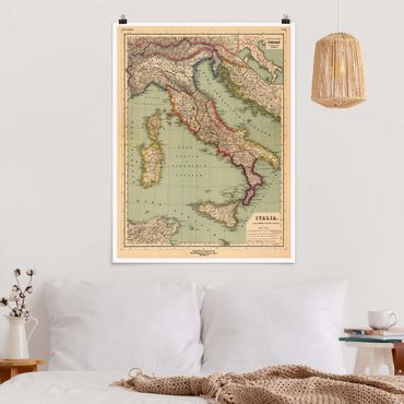 Poster - Vintage Landkarte Italien - Hochformat 3:4