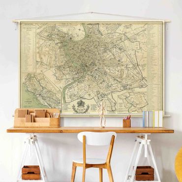 Gobeläng - Vintage City Map Rome Antique