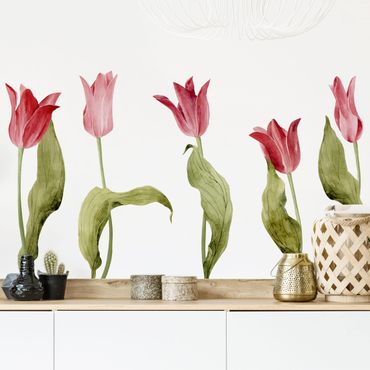 Wandtattoo - Rote Aquarell Tulpen