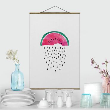 Stoffbild mit Posterleisten - Wassermelonen Regen - Hochformat 2:3