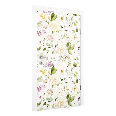 Dörrtapet - Wildflowers and White Roses Watercolour Pattern