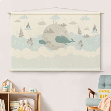 Gobeläng - Clouds With Whale And Castle