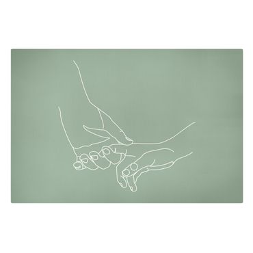 Canvastavla - Line Art Gentle Hands in Green