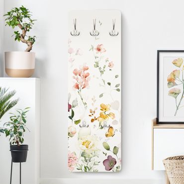 Klädhängare vägg träpanel - Delicate Flower Arrangement
