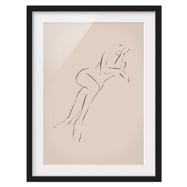 Tavla med ram - Drawing Lying Nude