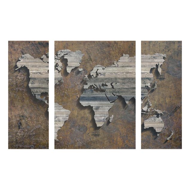 Glastavlor världskartor Wooden Grid World Map