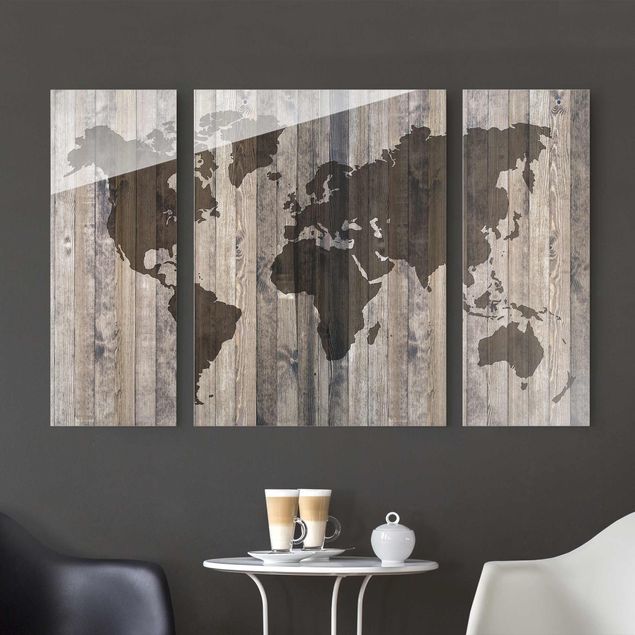 Kök dekoration Wood World Map