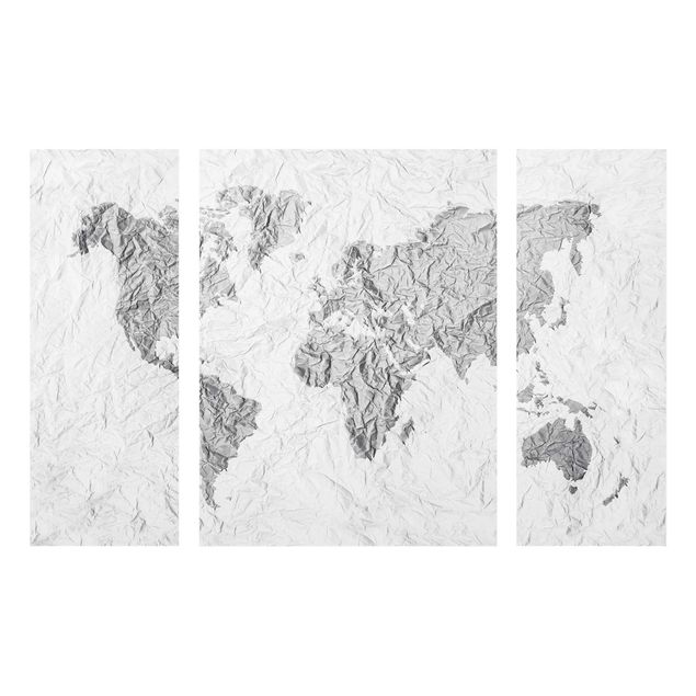 Tavlor arkitektur och skyline Paper World Map White Grey