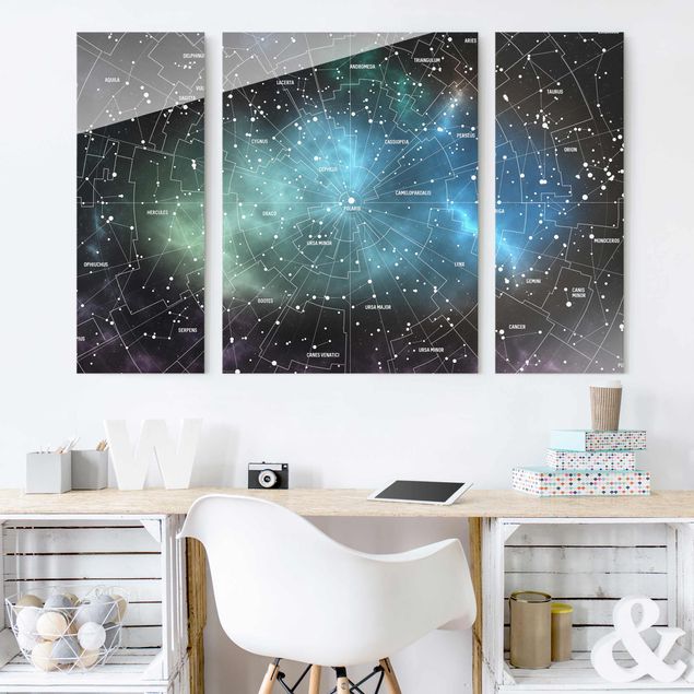 Glastavlor arkitektur och skyline Stellar Constellation Map Galactic Nebula