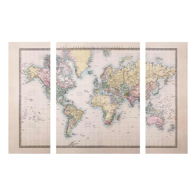 Glastavlor världskartor Vintage World Map Around 1850