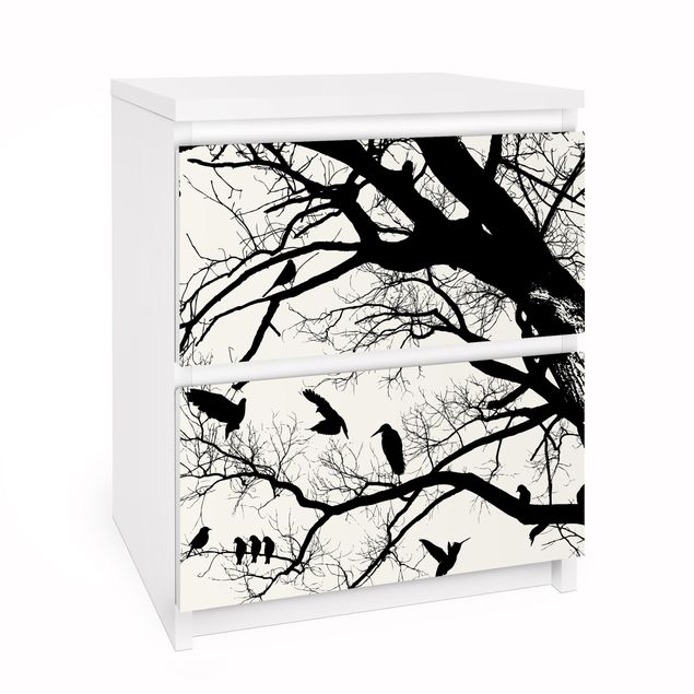 Självhäftande folier svart och vitt Vintage Tree in the Sky