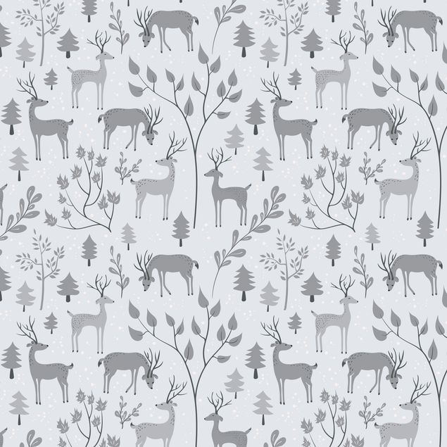 Självhäftande folier Sweet Deer Pattern In Different Shades Of Grey