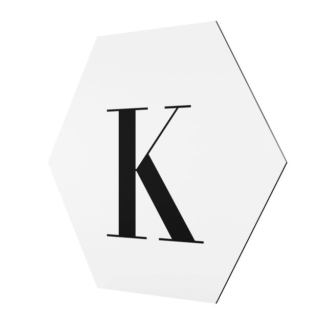 Hexagonala tavlor Letter Serif White K