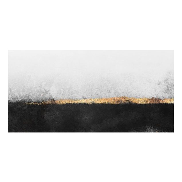 glasskiva kök Abstract Golden Horizon Black And White