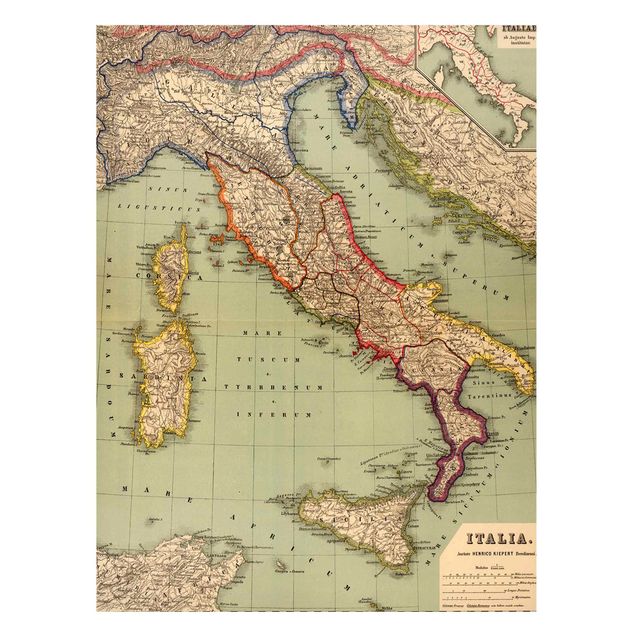 Magnettavla världskartor Vintage Map Italy
