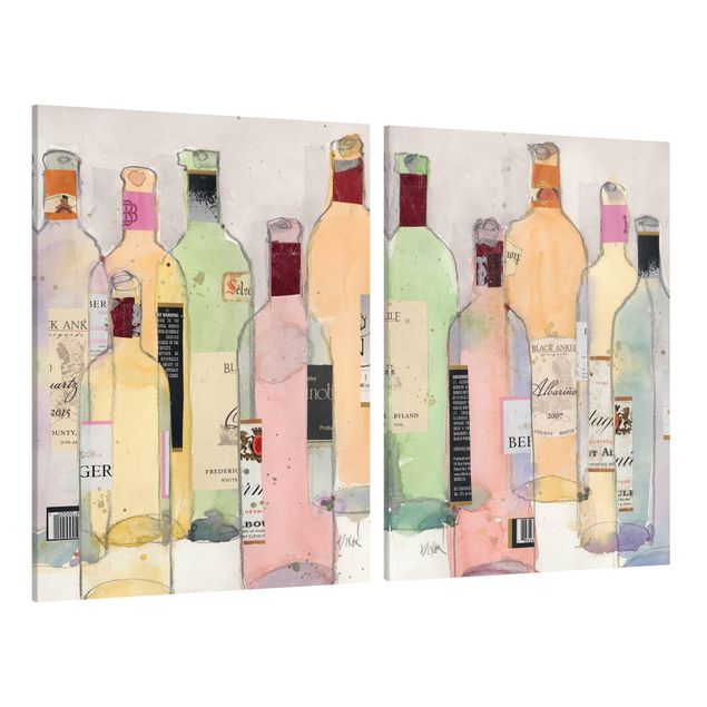Canvastavlor Wine Bottles In Water Color Set I