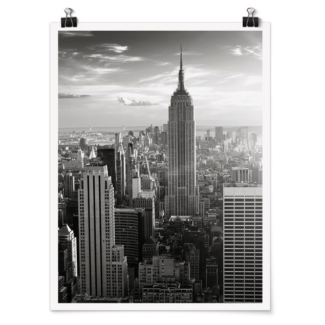 Posters svart och vitt Manhattan Skyline