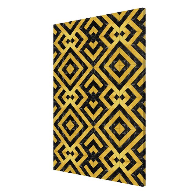 Tavlor mönster Geometrical Tile Mix Art Deco Gold Black Marble