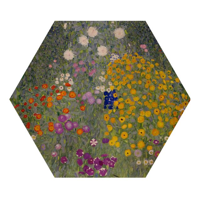 Trätavlor blommor  Gustav Klimt - Cottage Garden