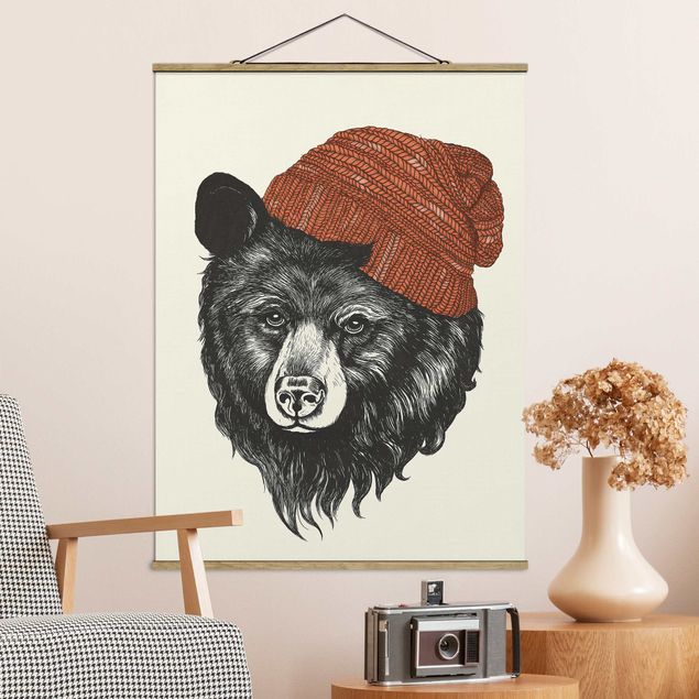 Tavlor björnar Illustration Bear With Red Cap Drawing