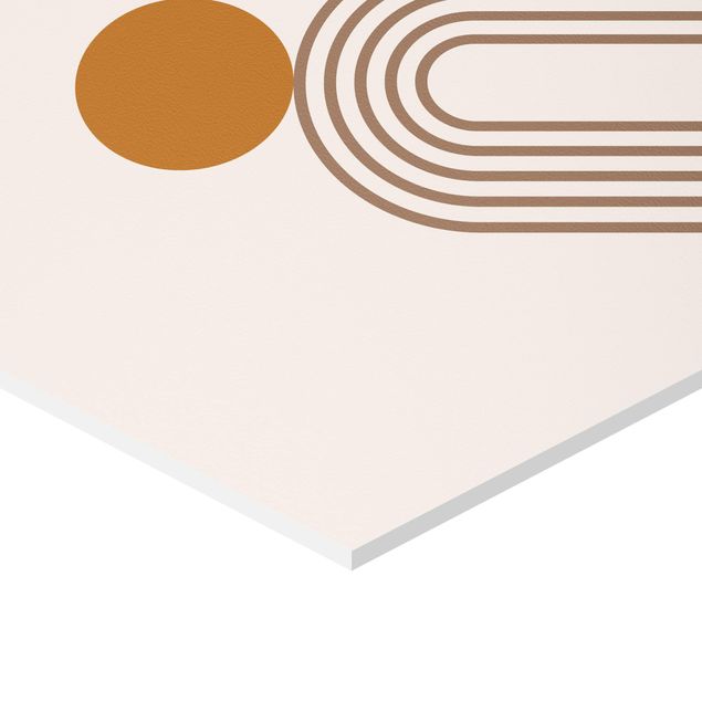 Hexagonala tavlor Line Art Circle And Lines Copper