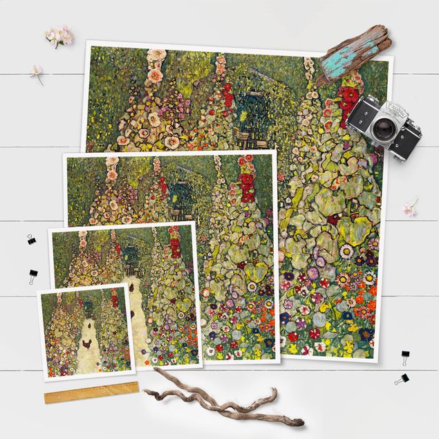 Posters konstutskrifter Gustav Klimt - Garden Path with Hens