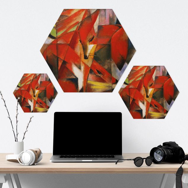 Hexagonala tavlor Franz Marc - Foxes