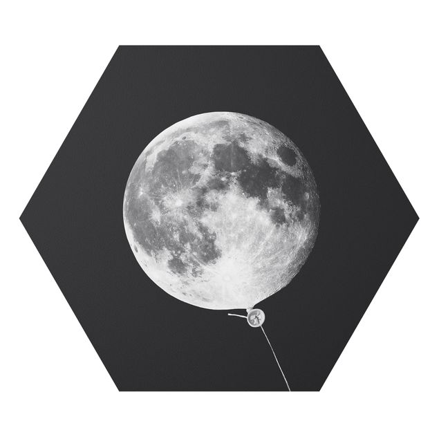 Tavlor svart Balloon With Moon