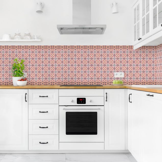 Stänkskydd kök kakeloptik Geometrical Tile Mix Blossom Orange