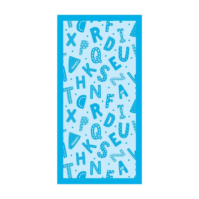 blå matta Alphabet With Hearts And Dots In Blue With Frame