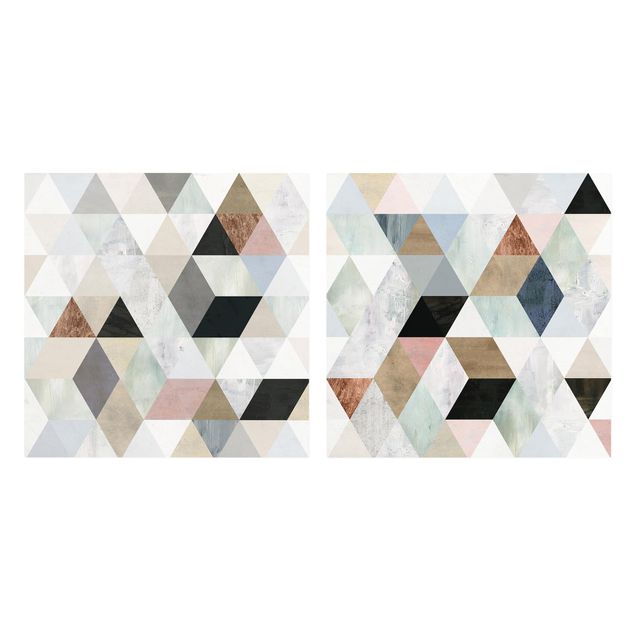 Tavlor Watercolour Mosaic With Triangles Set I