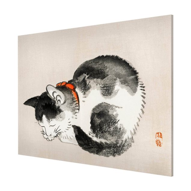Magnettavla djur Asian Vintage Drawing Sleeping Cat
