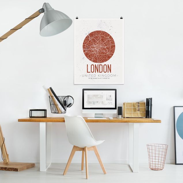 Posters arkitektur och skyline City Map London - Retro